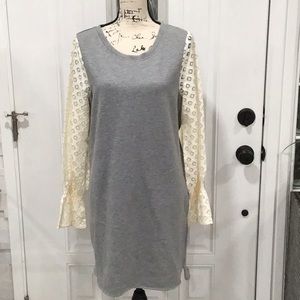 🆕 KENZIE Sweatshirt Laced Sleeves Pullover Mini Dress Long Sleeves